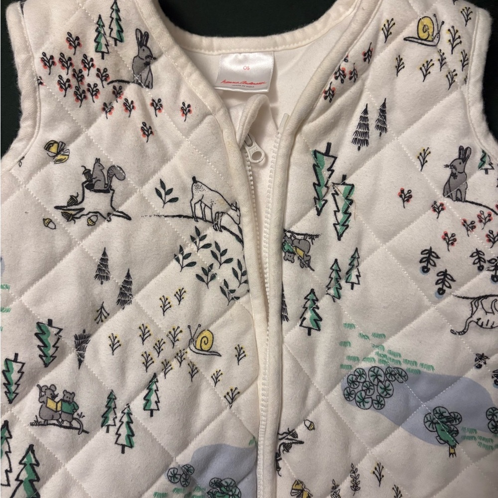 Hanna Andersson Cream Quilted Sleep Sack with Forest Design - Picture 2 of 6